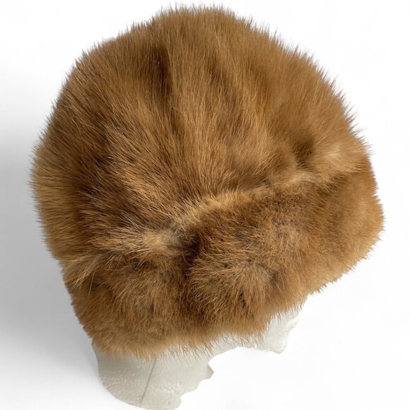 Vintage Mink Fur Hat Brown Women's Walnut Brown - Picture 6 of 8